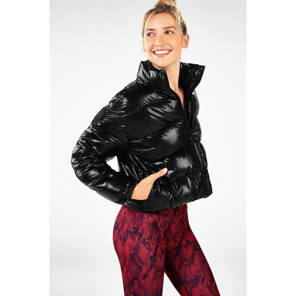 Fabletics Wander Puffer Jacket by in Black Shine Size 1X Plus Size Women's